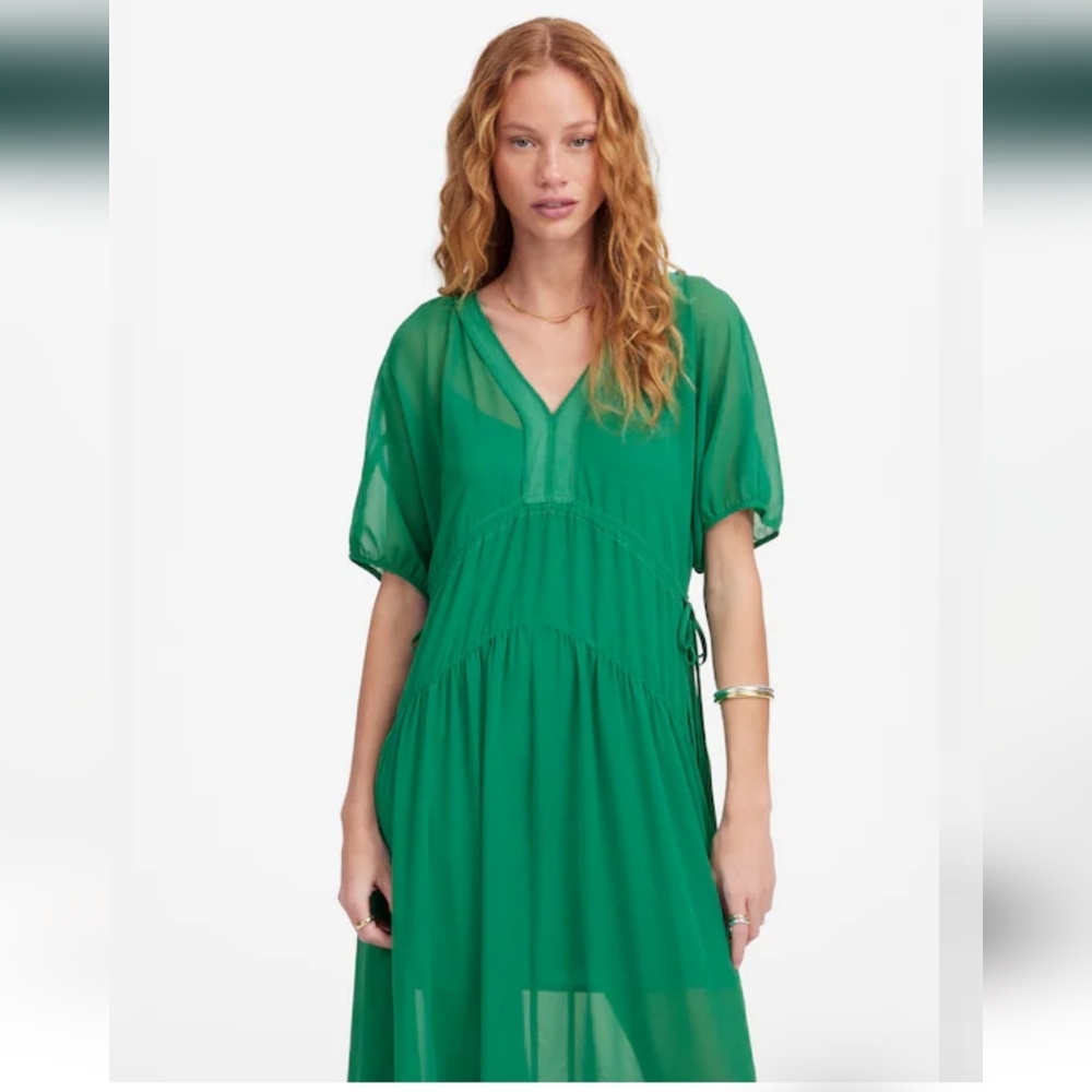 NWT Madewell Women's Sheer V-Neck Dolman Maxi Dress SzL $188 - Picture 2 of 9